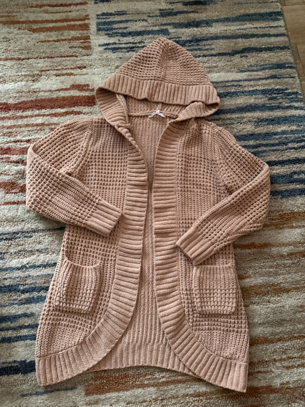 Cozy Hooded Knit Cardigan Sweater - Tan